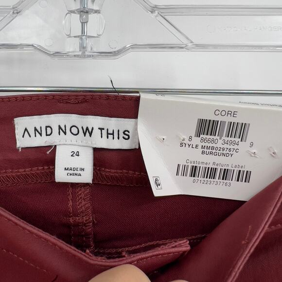 And Now This Red Burgundy Coated Skinny Glossy High Rise Jeans Size 24" New - Picture 4 of 8